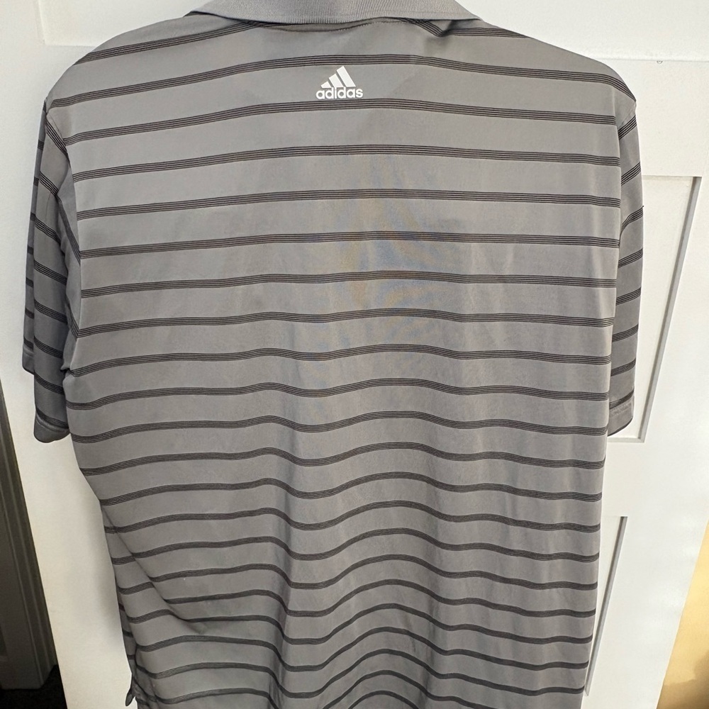 Adidas Gray and Black Striped Polo Shirt - Picture 2 of 3